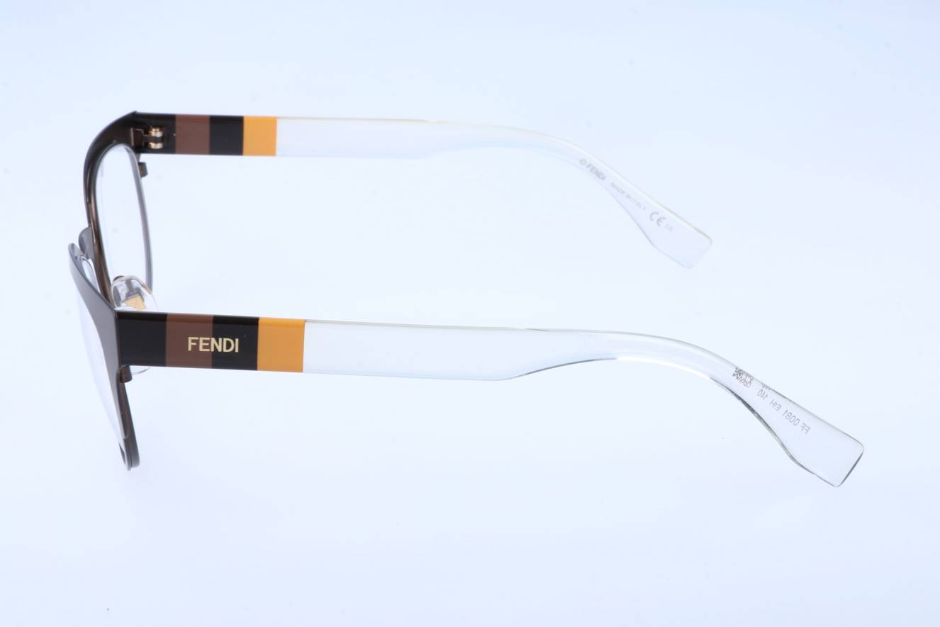 Fendi Frame Matt Brown Pequin Yellow Crystal FF0081