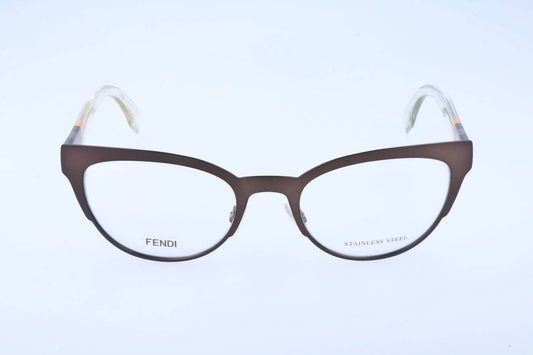 Fendi Frame Matt Brown Pequin Yellow Crystal FF0081